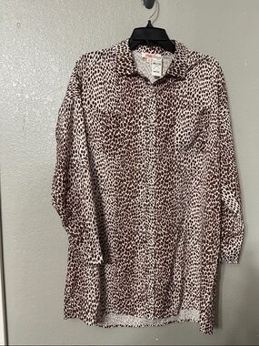 Mazik Brown & Cream Leopard-Print Button Front Shirt